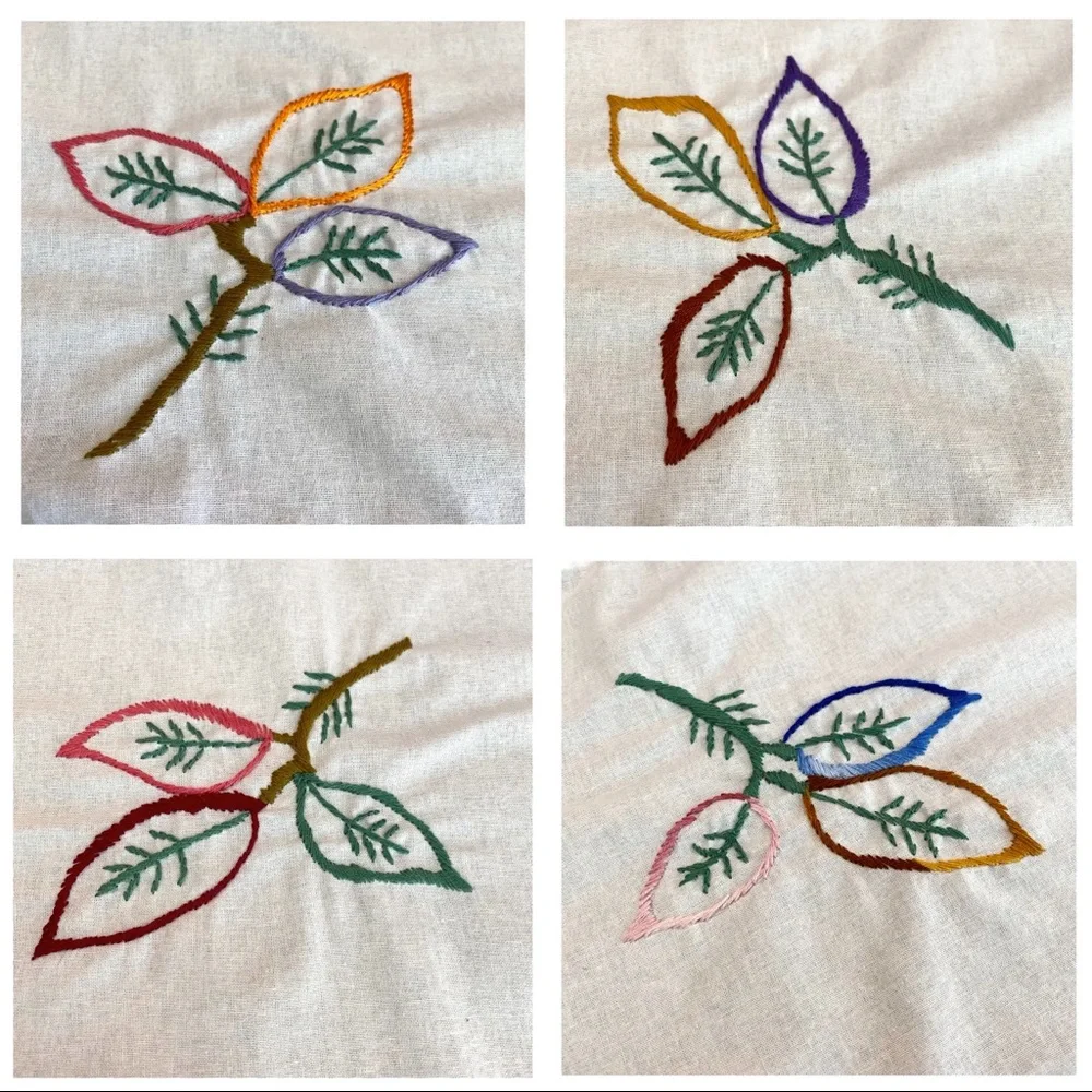 LAST CHANCE SALE! SET OF 2 Flowers Hand Embroidered Small Tablecloths